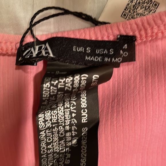 NWT Zara Pink short sleeve bandeau/bralette/bikini top in pink size small - Picture 4 of 5